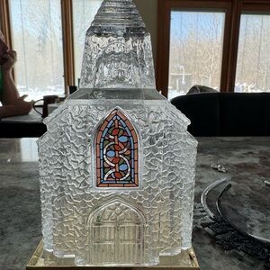 Avon Stained Glass Cathedral Sculpture with Gold Base